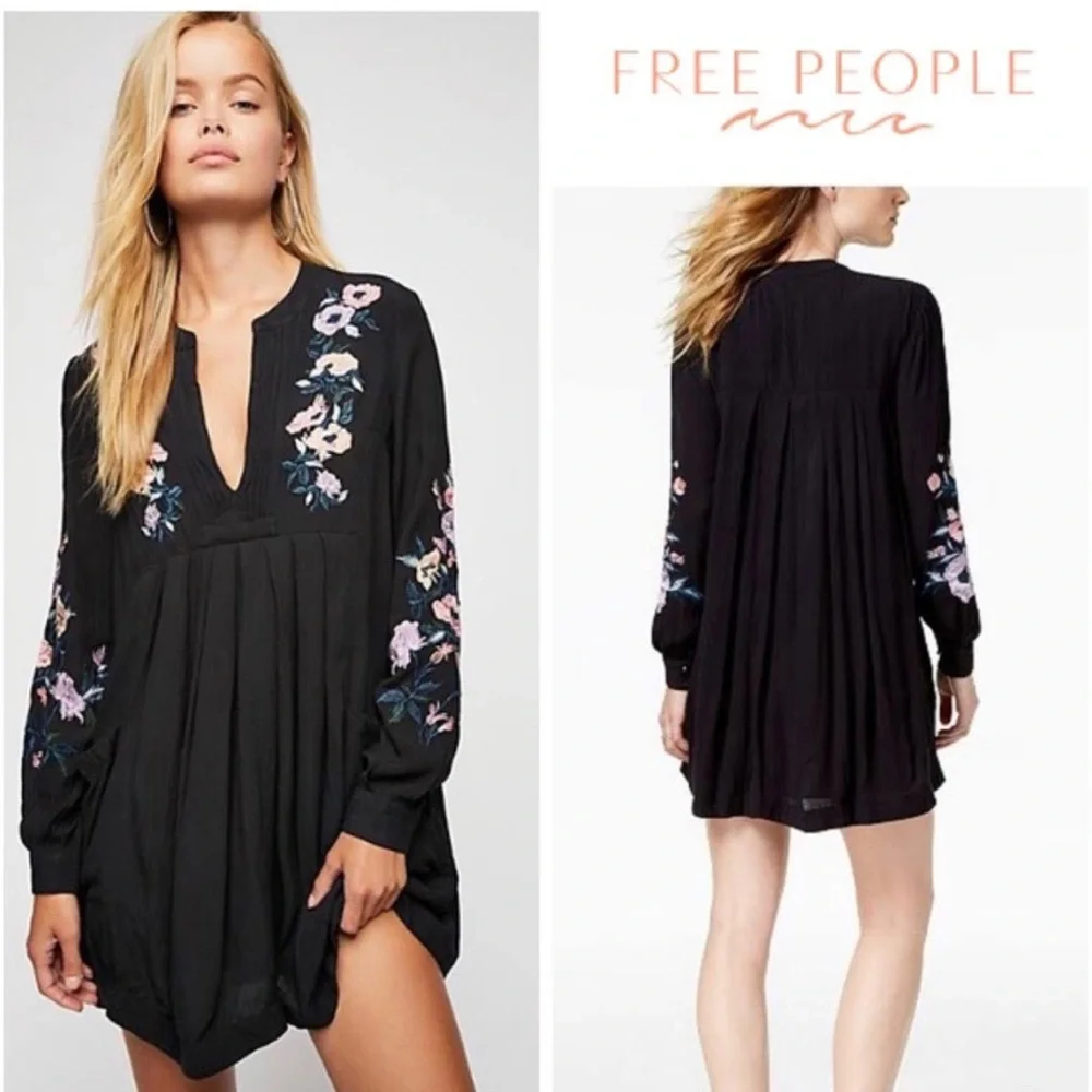 Free People Mia Gauze‎ Embroidered Mini Dress